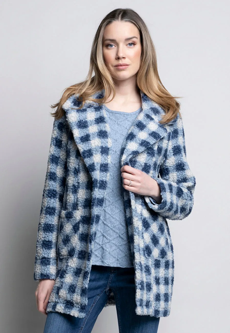 Button-Front Checker Fleece Jacket