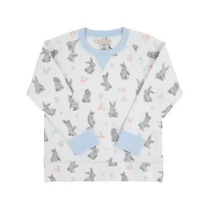 Cassidy Comfy Crewneck - Broad St. Bunnies (Blue) with Buckhead Blue