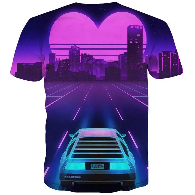 City T-shirt Men Car T-shirts 3d Love T shirts Funny Purple Tshirt Printed