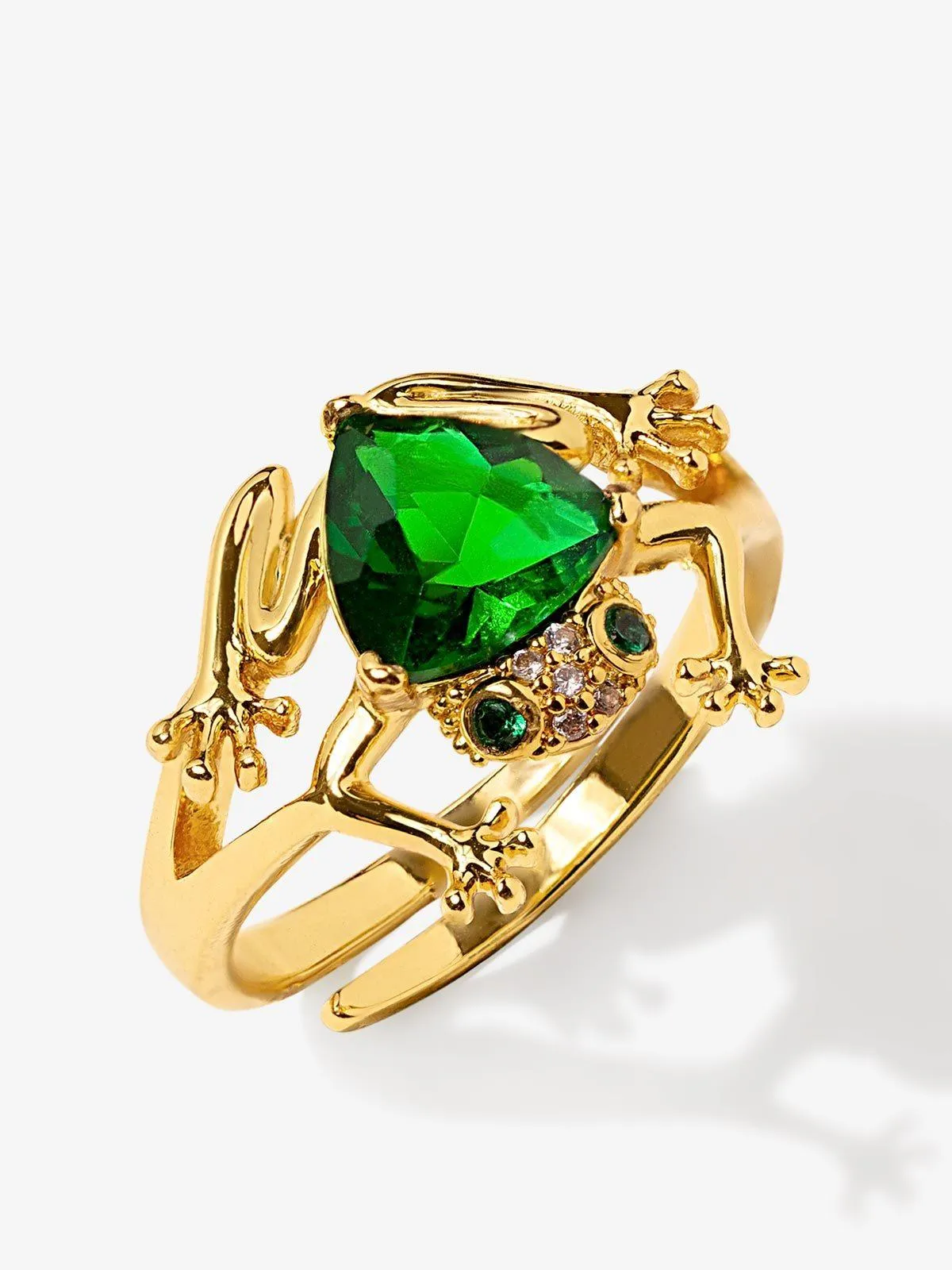 Frog Ring With Emerald Stone