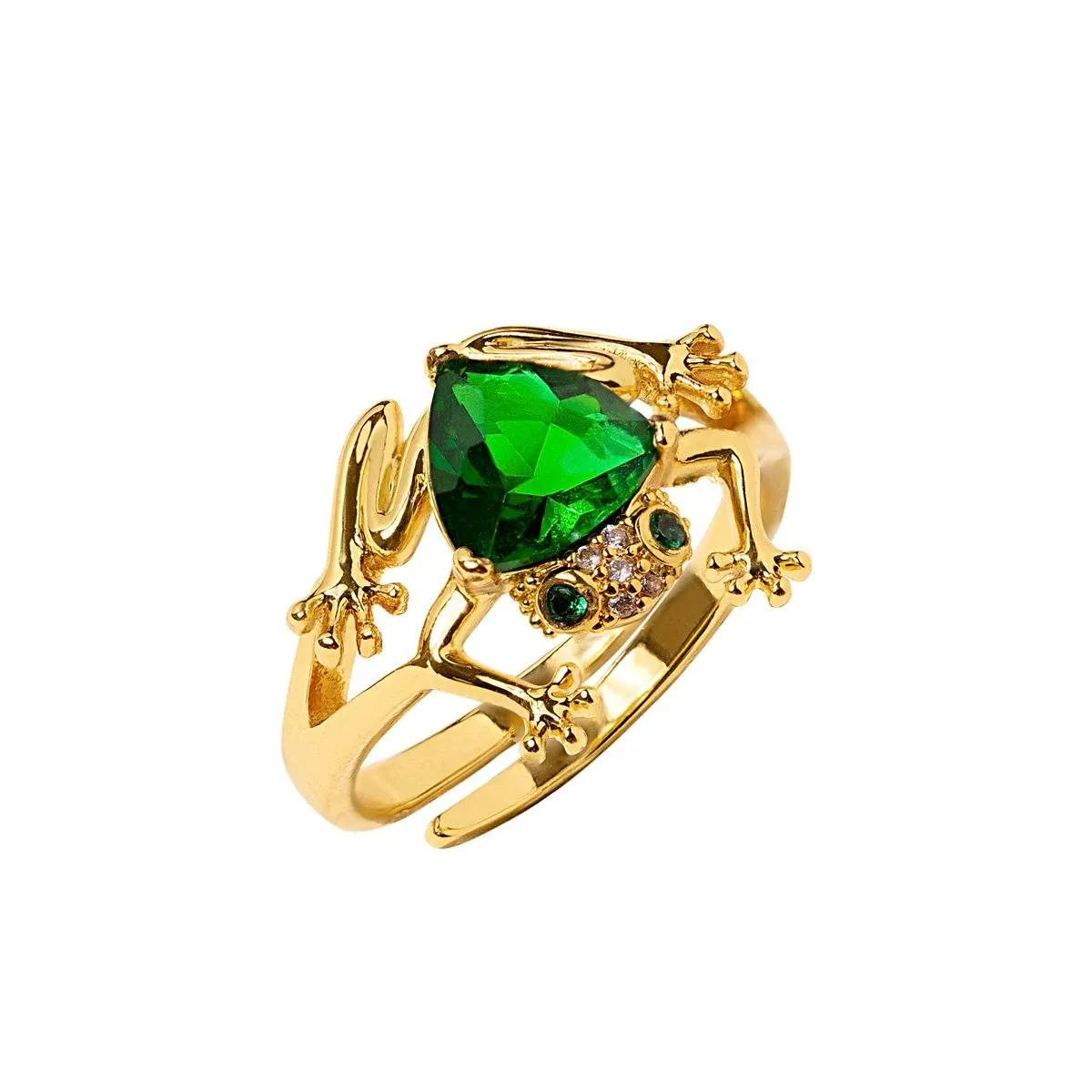 Frog Ring With Emerald Stone