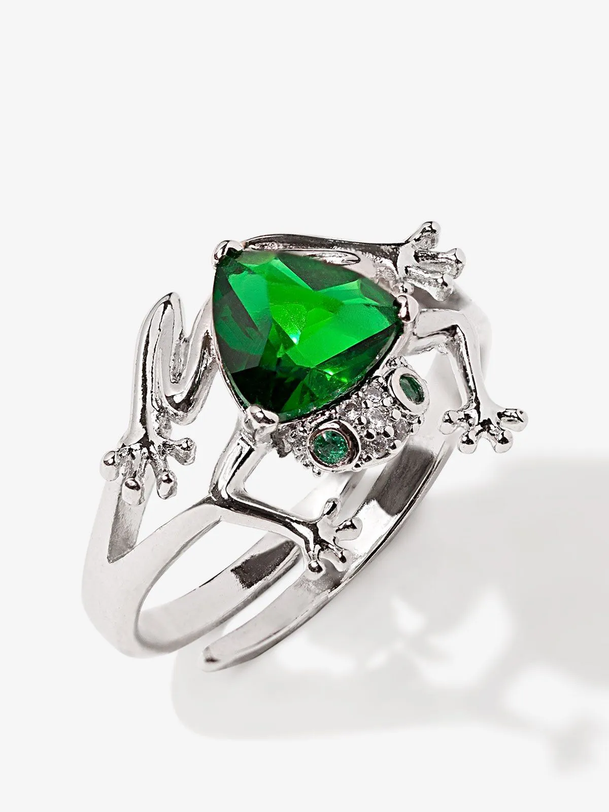 Frog Ring With Emerald Stone