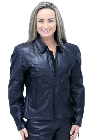 Genuine Leather Motorcycle Jacket for Women #L472ZL ()