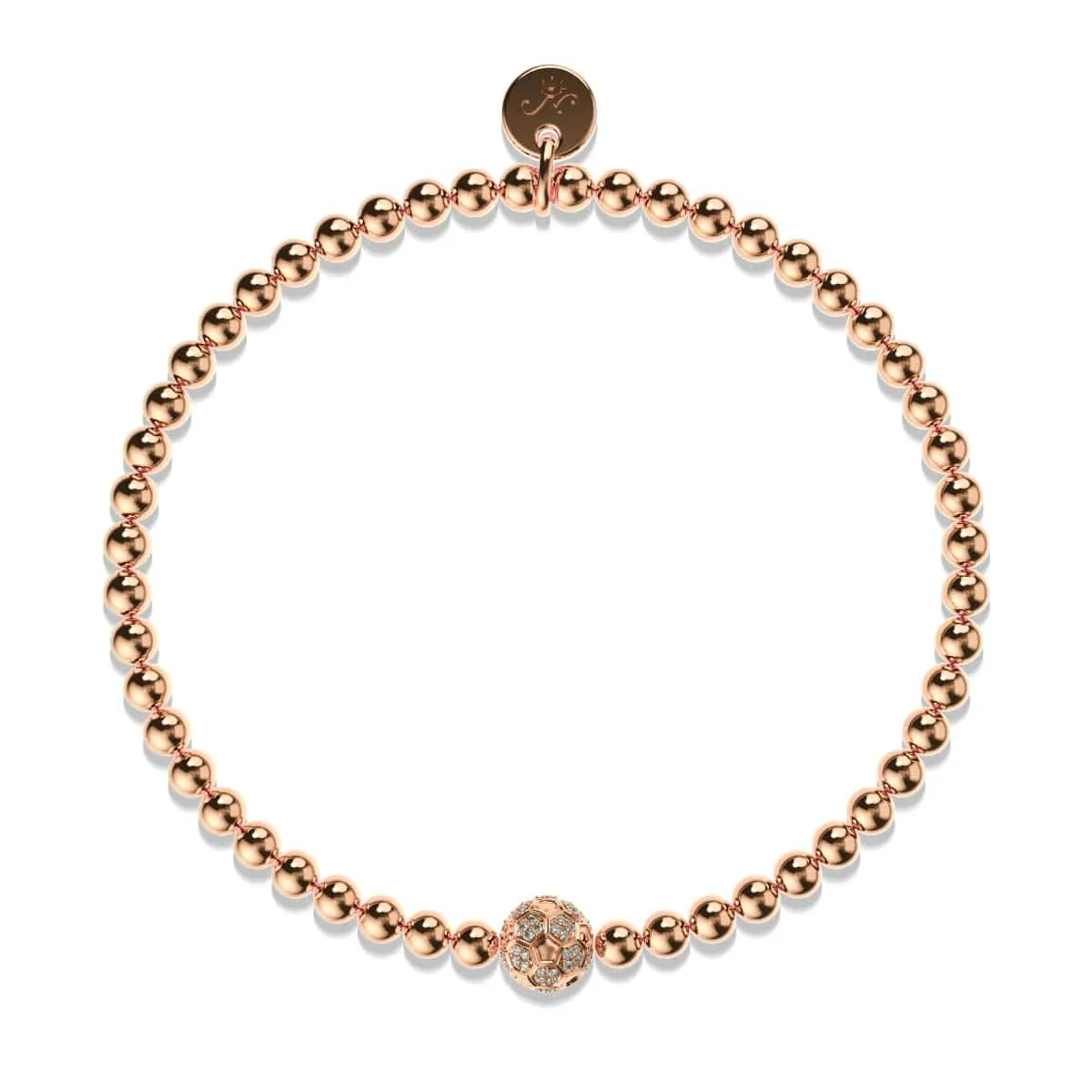 Goal | 18k Rose Gold | Crystal Soccer Ball Charm Bracelet