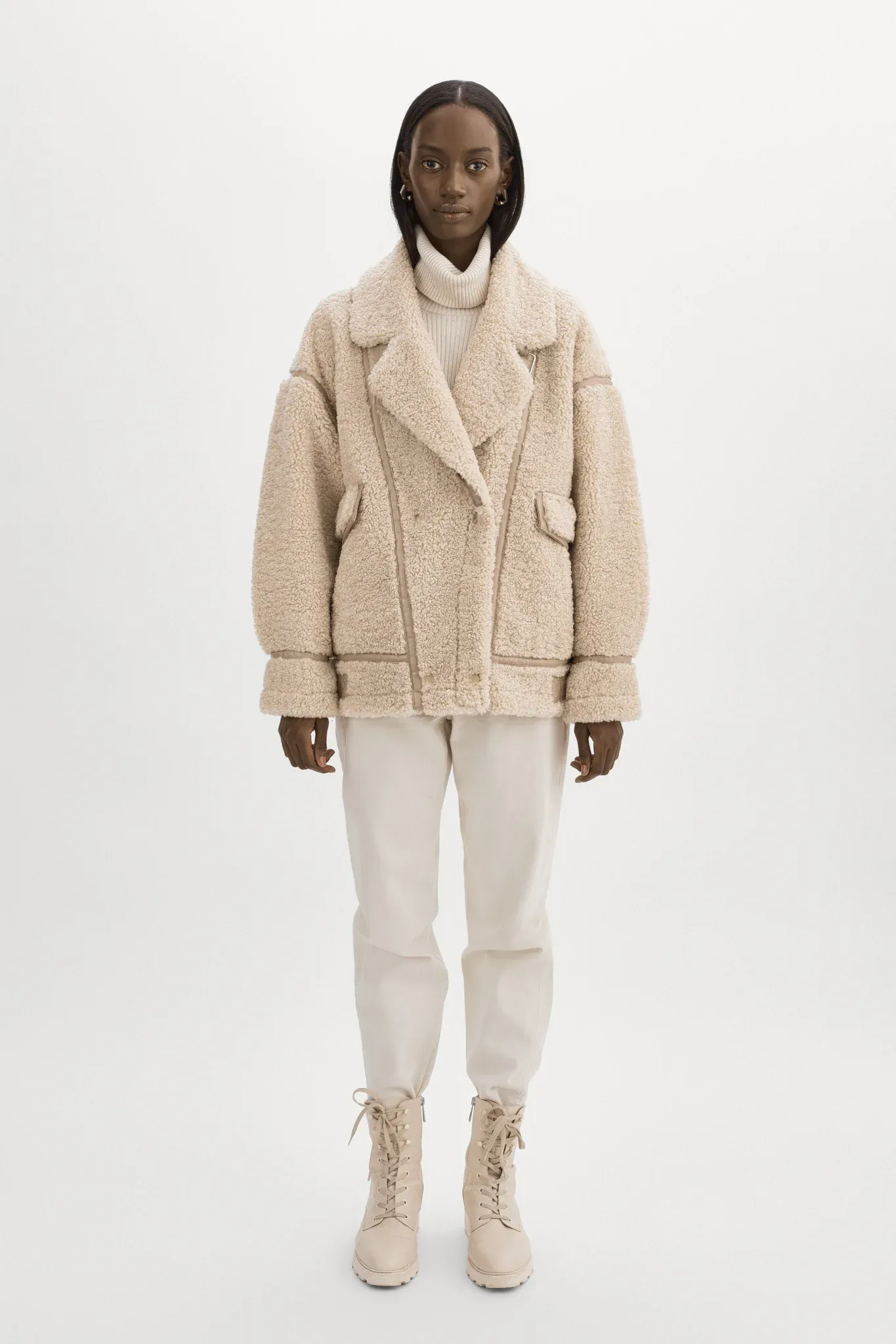 LAMARQUE Badu Faux Fur Jacket in Beige