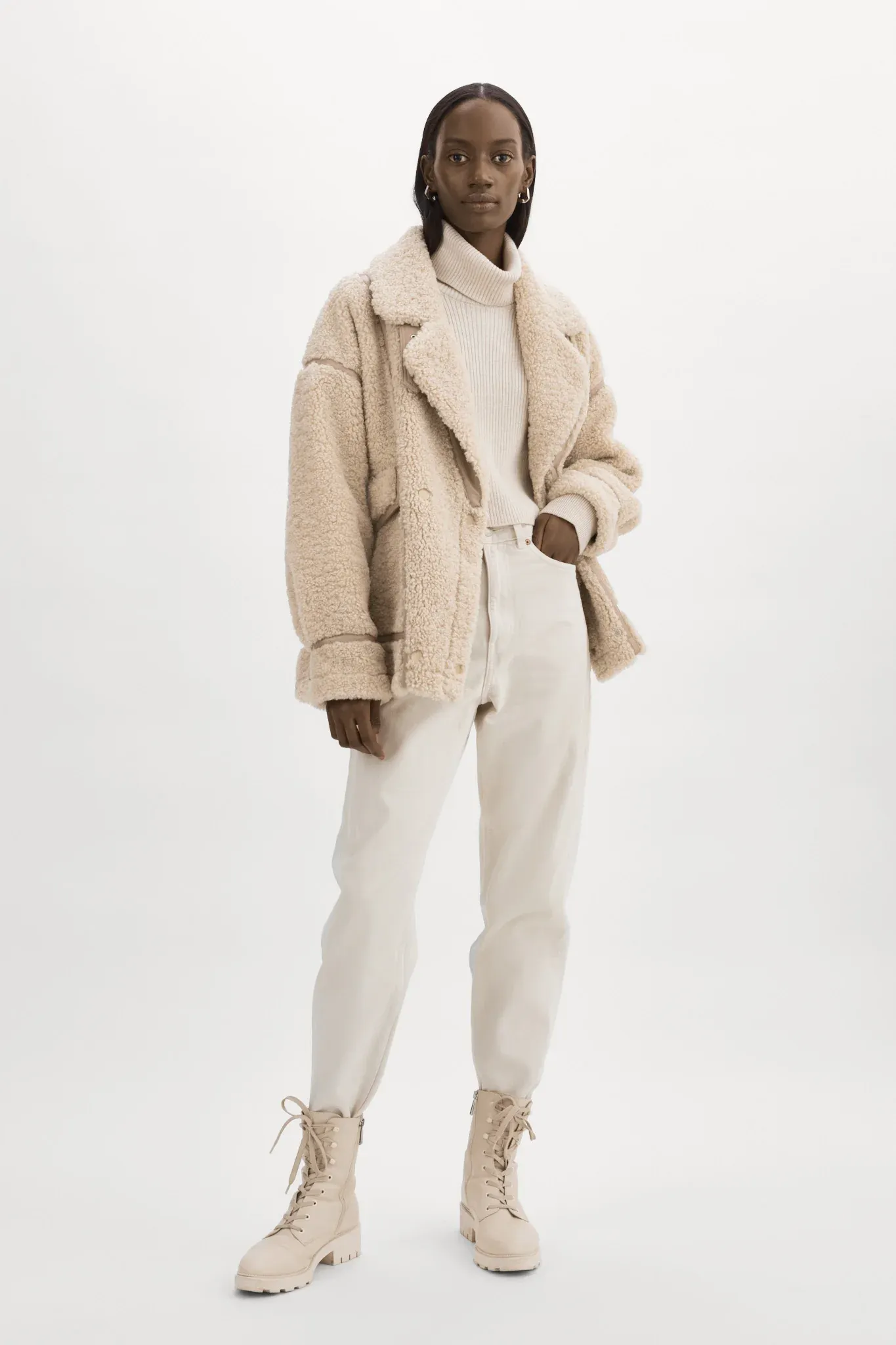 LAMARQUE Badu Faux Fur Jacket in Beige