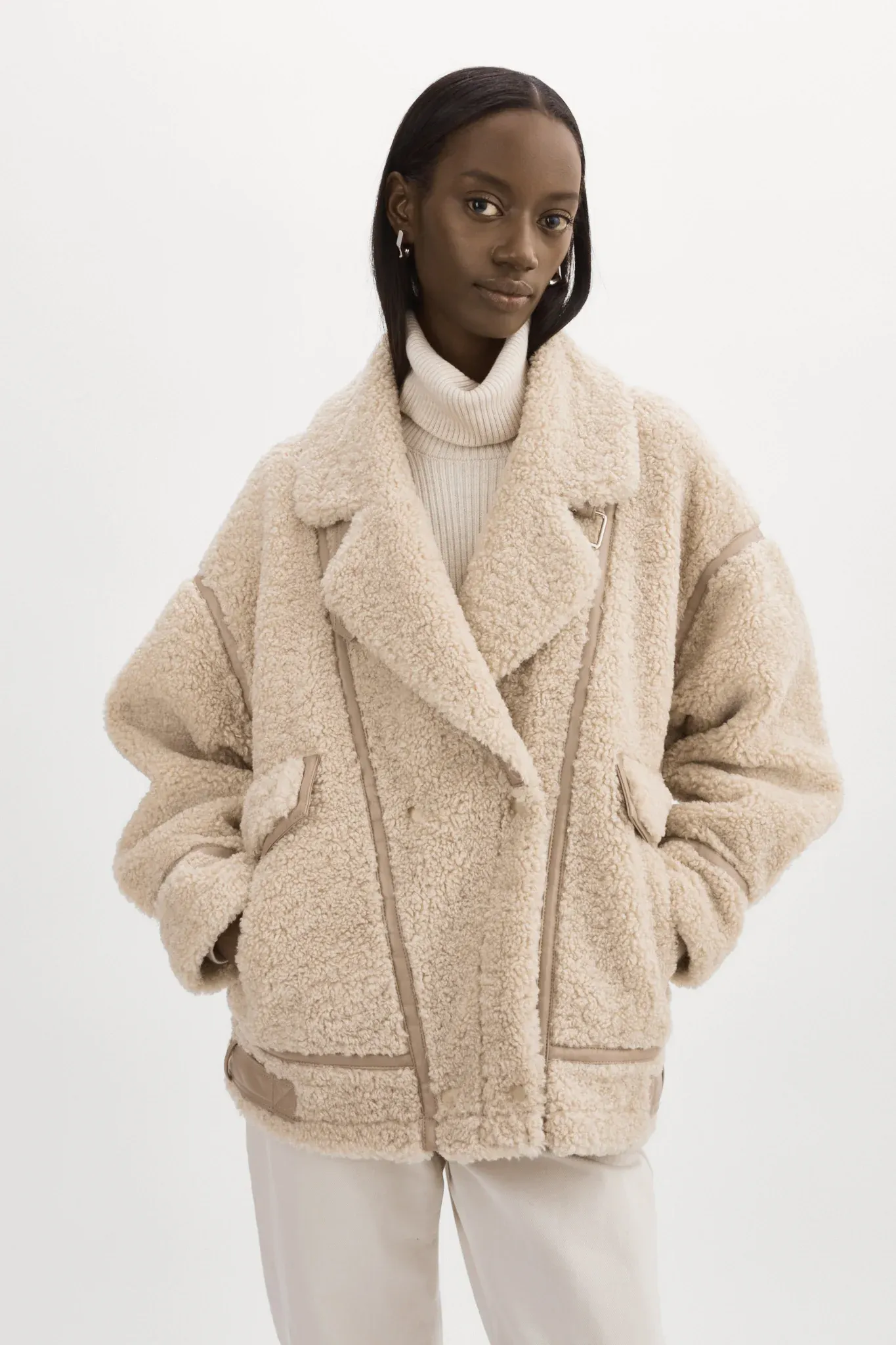 LAMARQUE Badu Faux Fur Jacket in Beige