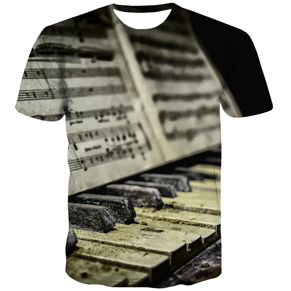 Music T-shirt Men Instrument Tshirts Novelty Retro T-shirts 3d Electronic T-shirts Graphic