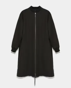 Reversible bomber parka style jacket in water-repellent technical fabric and long-haired mink