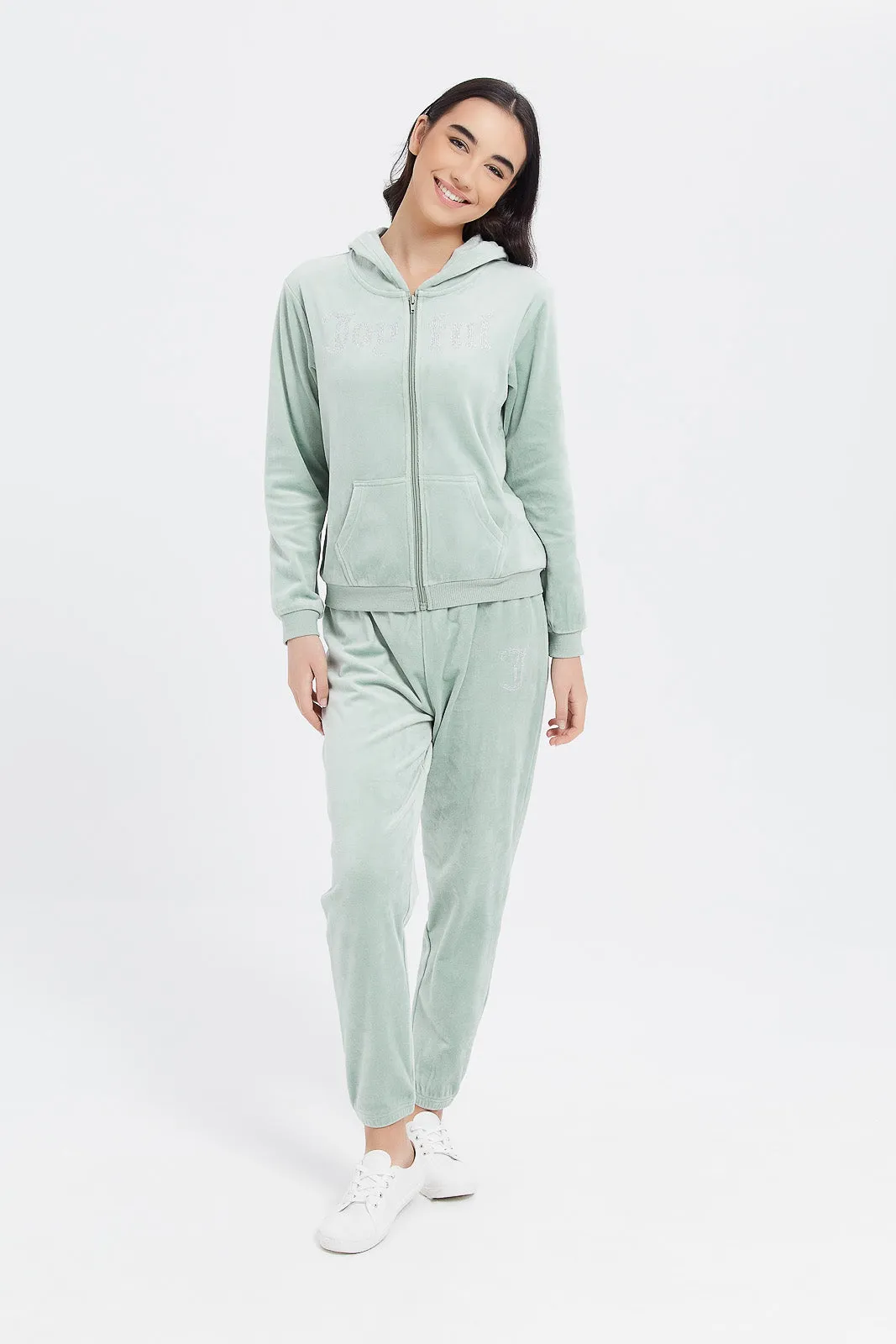 Senior Girls Mint Velour Pants