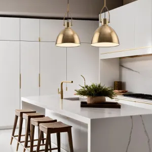 Timeless Pendant Light with Shade Diffuser in Black, Brass or White