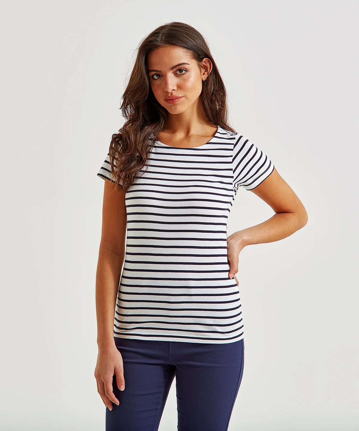 Womens Marinire coastal short sleeve tee | White/Navy