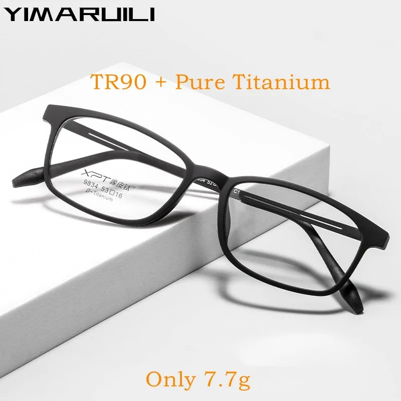 Yimaruili Unisex Full Rim Square Tr 90 Titanium Eyeglasses 9834XP